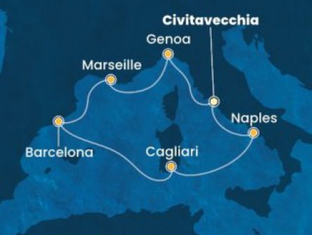 Itálie, Francie, Španělsko z Civitavecchia na lodi Costa Toscana