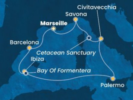 Francie, Španělsko, Itálie z Marseille na lodi Costa Toscana