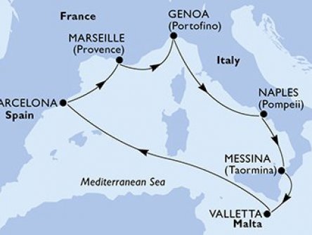 Perly Středomoří na MSC World Europa, plavba s českým průvodcem