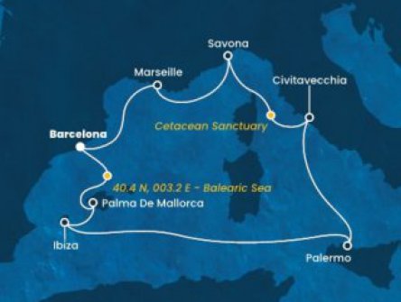 Španělsko, Itálie, Francie z Barcelony na lodi Costa Toscana