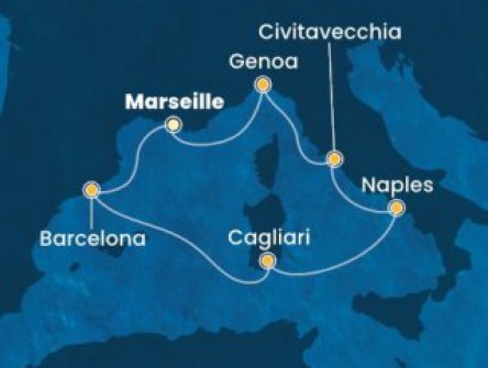 Francie, Španělsko, Itálie z Marseille na lodi Costa Toscana